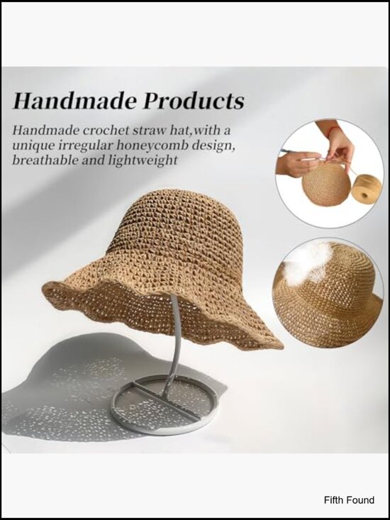 Foldable Wide Brim Straw Sun Hat for Women Beach Travel Packable main image 6